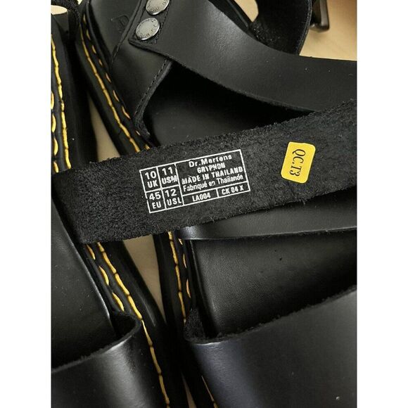 DR MARTENS MEN's 11 GRYPHON DOUBLE STITCH BRANDO BLACK LEATHER SANDALS NEW - Picture 7 of 9